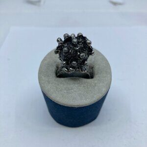 Vtg 1960s VIDAL ? LARIN ? pewter modernist brutalist minimalist adjustable ring